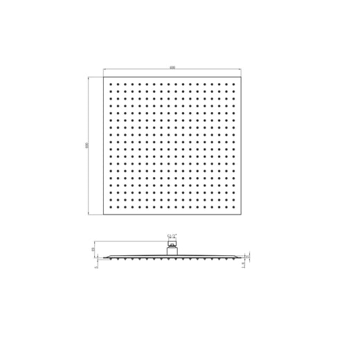 Buy Square ultra slim shower head stainless steel 400mm - gunmetal grey online UK