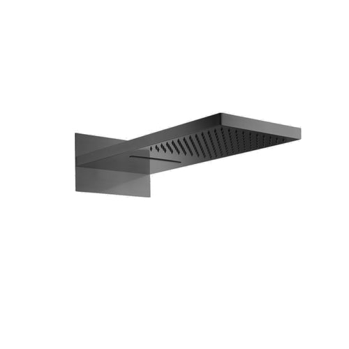 Buy Rectangular dual fixed shower head (waterfall + rainfall) 575 x 230mm - gunmetal grey online UK