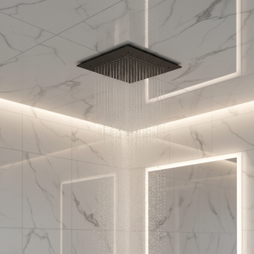 Square recessed 400mm shower head stainless steel - matt black