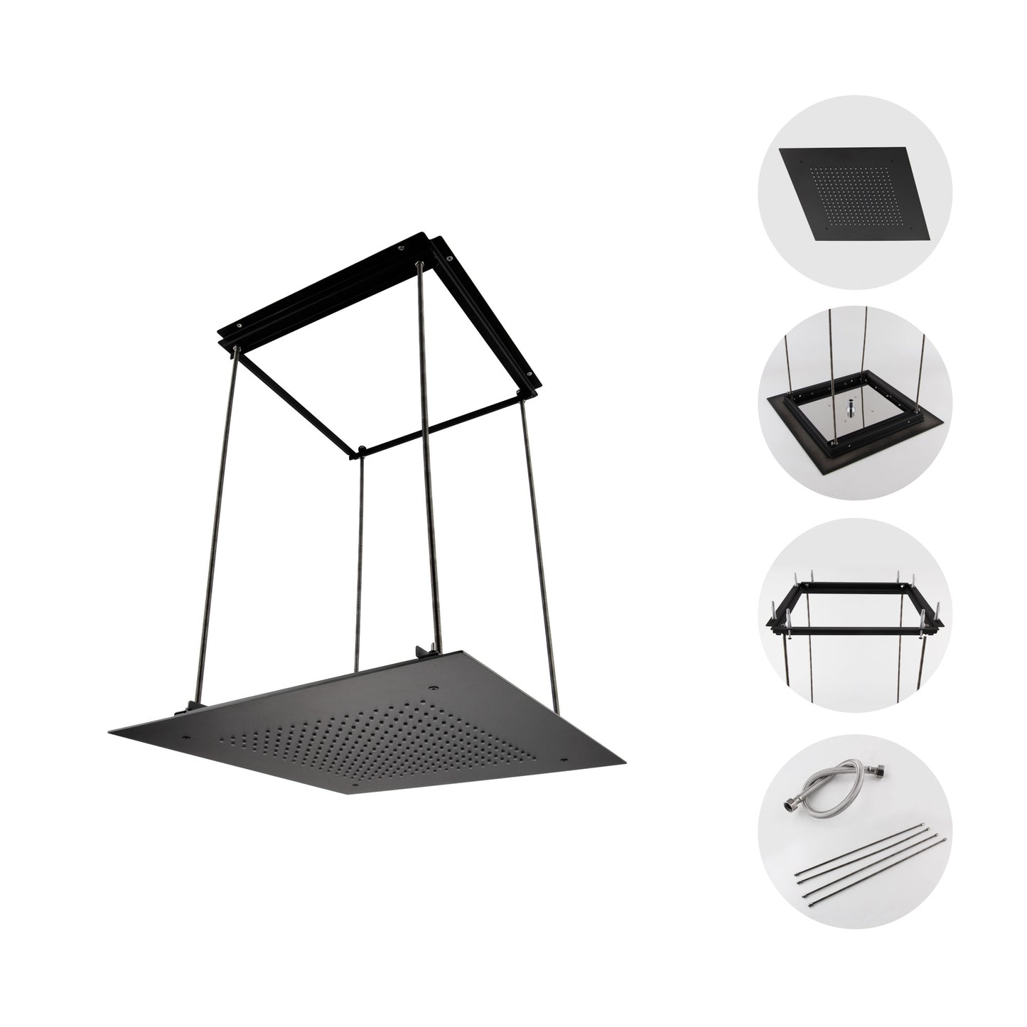 Buy Square recessed 400mm shower head stainless steel - matt black online UK