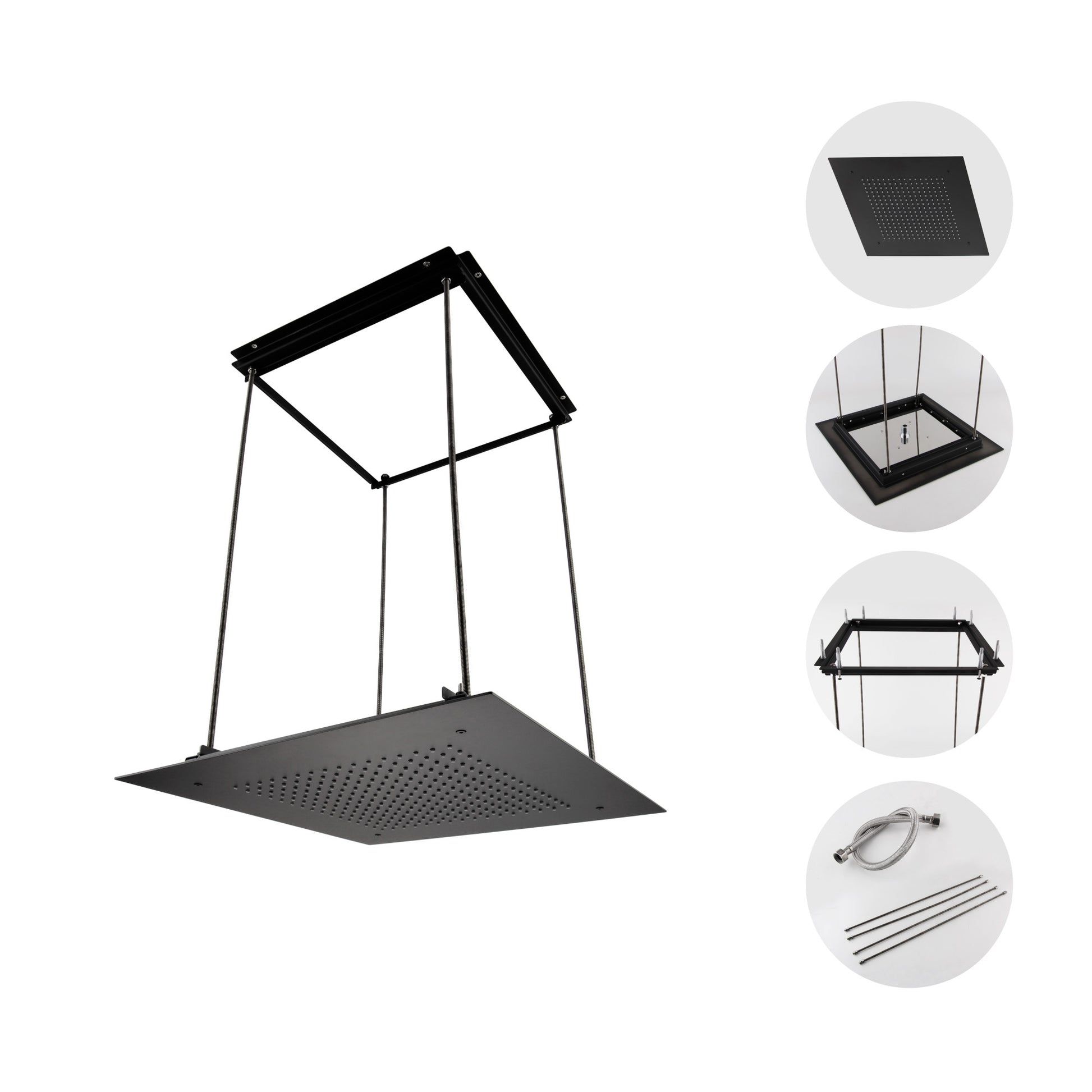Buy Square recessed 400mm shower head stainless steel - matt black online UK