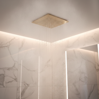 Square recessed 400mm shower head stainless steel - brushed brass