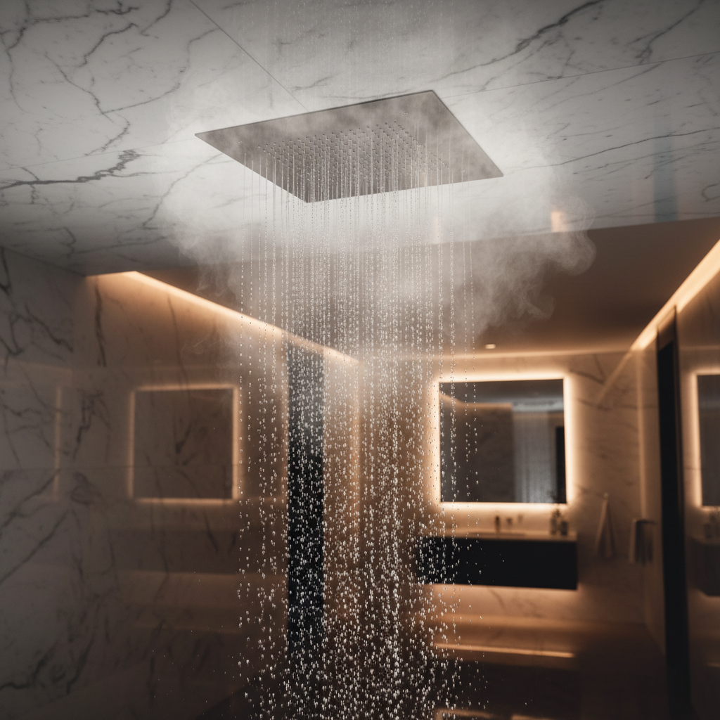 Square recessed 400mm shower head stainless steel - gunmetal grey