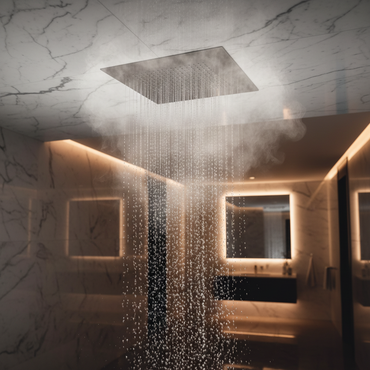 Square recessed 400mm shower head stainless steel - gunmetal grey