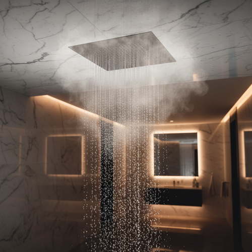 Square recessed 400mm shower head stainless steel - gunmetal grey