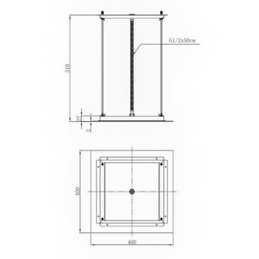 Square recessed 400mm shower head stainless steel - gunmetal grey
