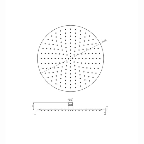 Buy Round ultra slim shower head stainless steel 400mm - gunmetal grey online UK