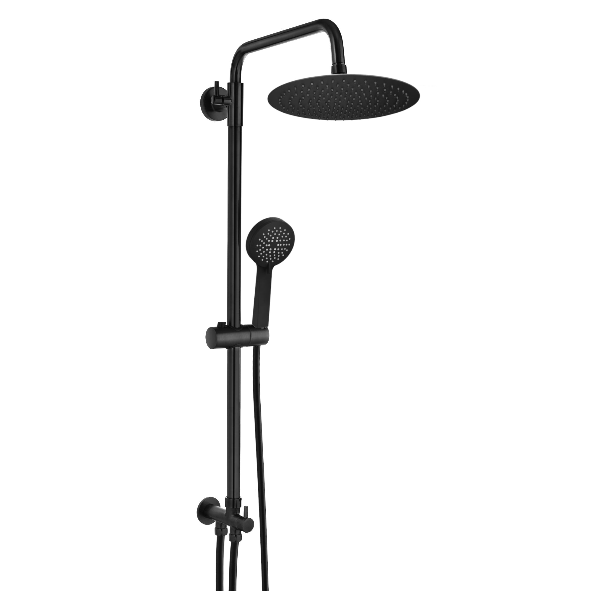 Dune dual shower riser kit adjustable height angled round easy clean head 200mm, 3 setting handshower - chrome