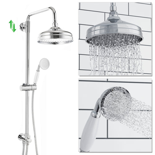 Dune traditional dual shower riser rail kit for exposed installation - chrome