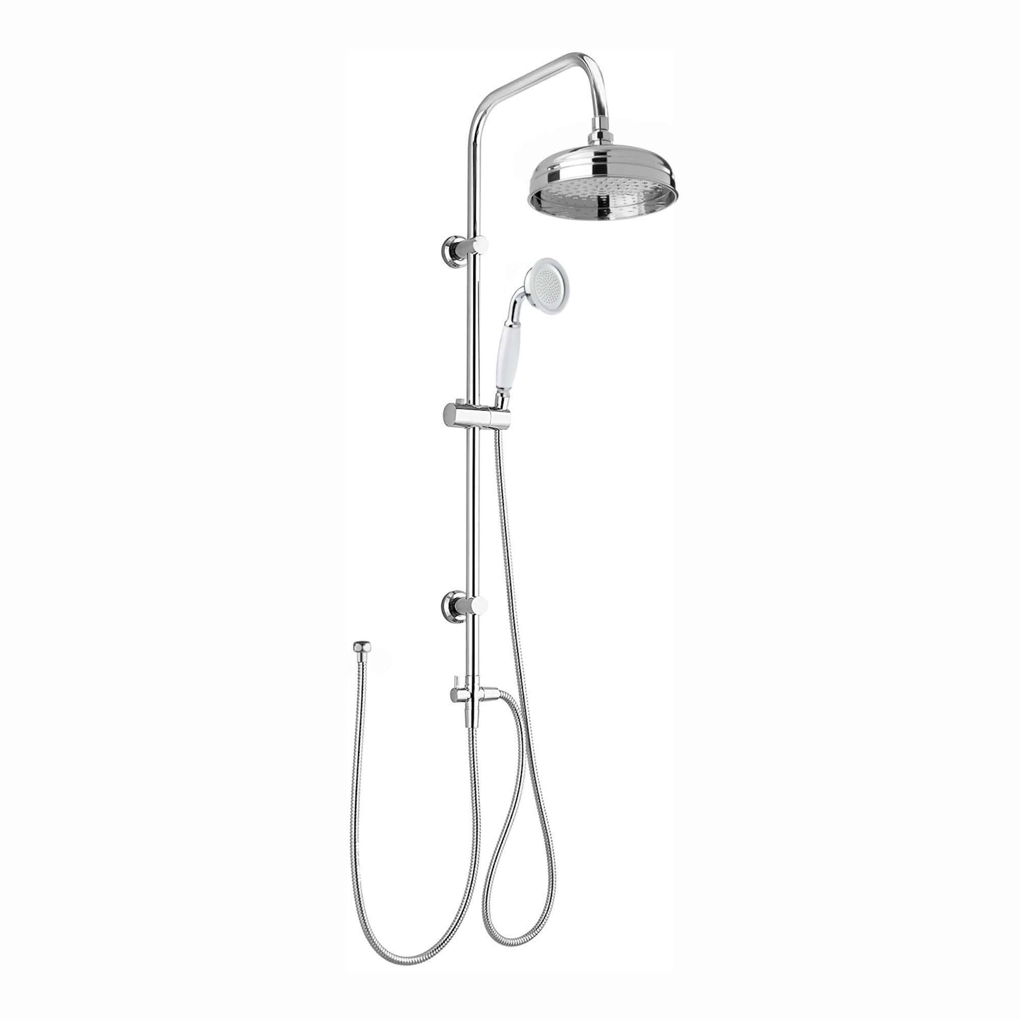 Buy Carre Dual Rigid Riser Kit Traditional Solid Brass Overhead Rain Shower & Brass Handheld Shower - Chrome Online UK | HOUSE OF ENKI