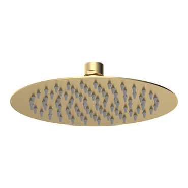 Dune round dual shower riser rail kit for exposed installation - brushed brass