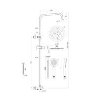 Dune round dual shower riser rail kit for exposed installation - gunmetal grey