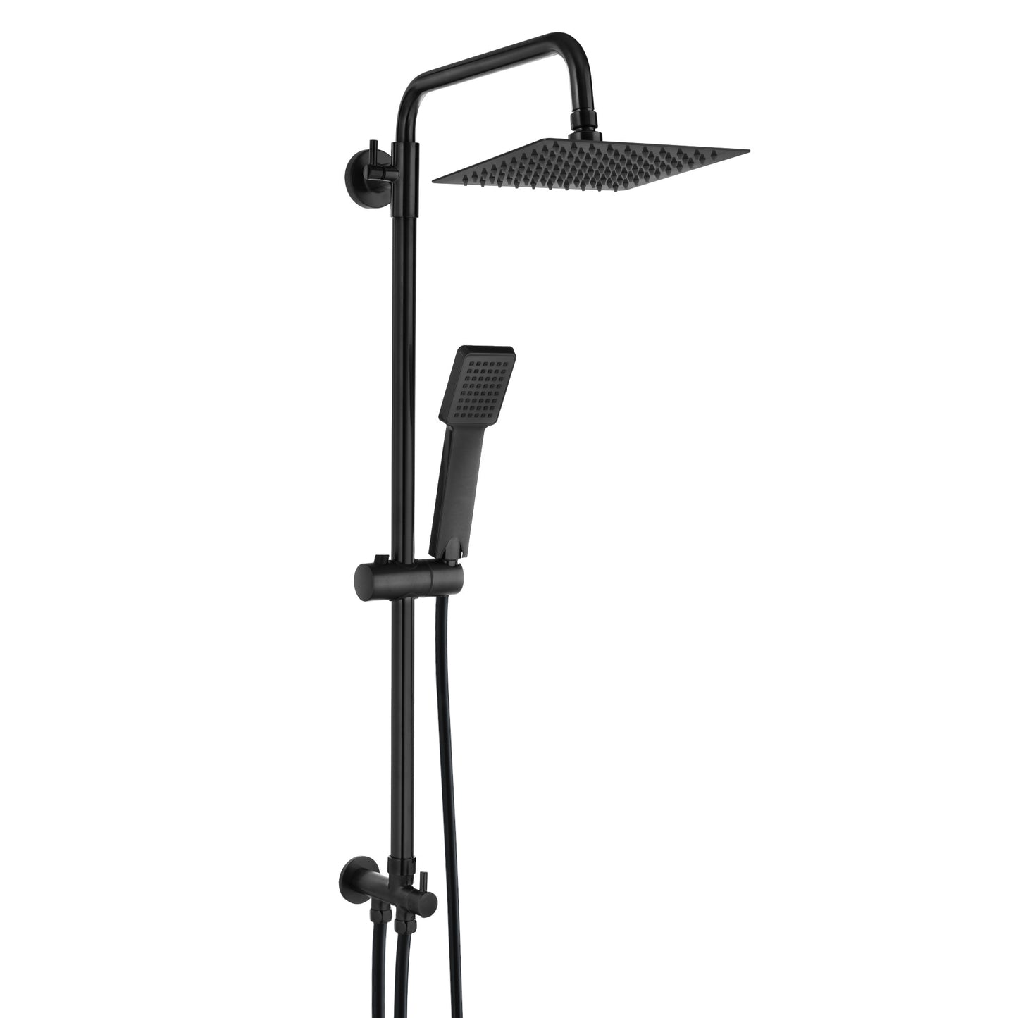 Buy Square dual shower riser rail kit for exposed installation - matt black online UK