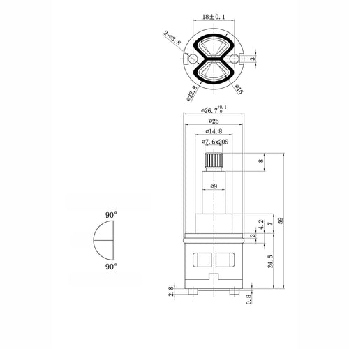 Buy ON/OFF diverter cartridge for bar shower valves - Dune, Enzo online UK