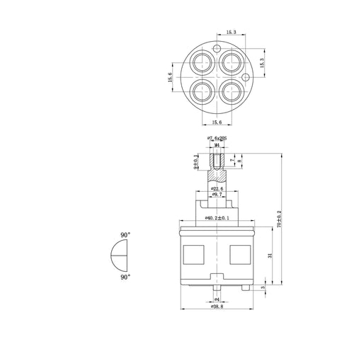 Buy Diverter cartridge ON/OFF/ON for concealed shower valves - Regent, Edwardian, Naples online UK