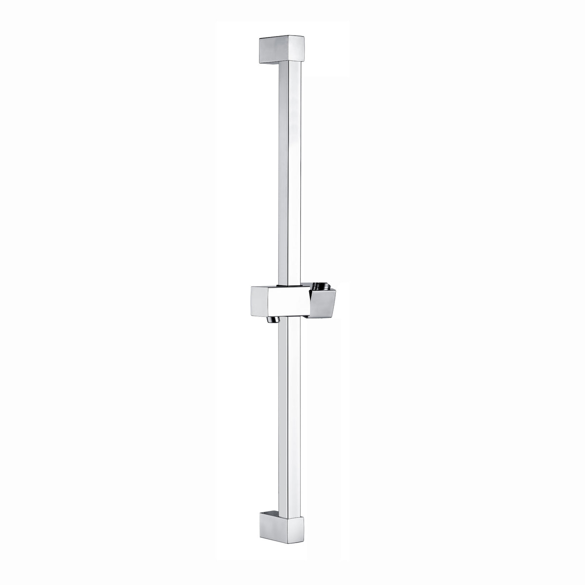 Square shower slider rail bar with hand shower holder - chrome