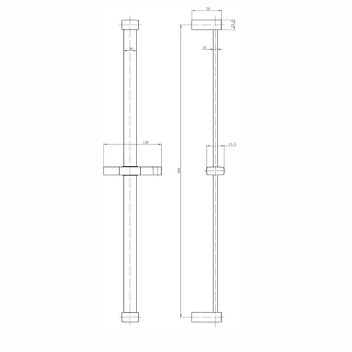 Buy Square contemporary shower slider rail bar with hand shower holder - chrome online UK