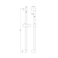 Square shower slider rail bar with hand shower holder - black