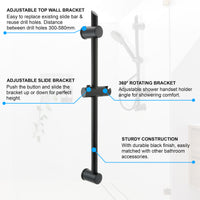 Adjustable sliding shower rail - black