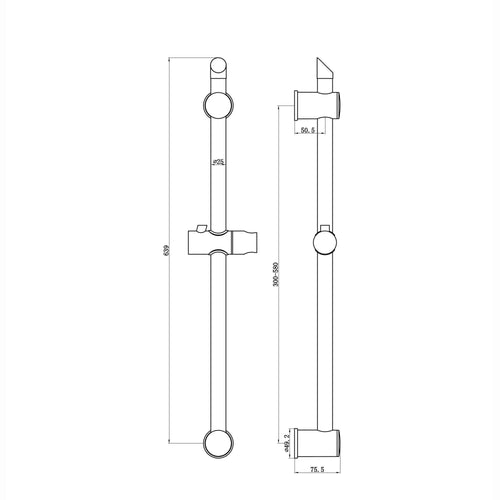 Buy Adjustable sliding shower rail - black online UK