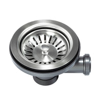 Strainer basket waste with overflow pipe for single 1.0 one bowl kitchen sink - brushed steel