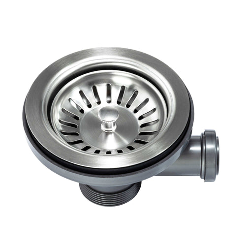 Buy Strainer basket waste with overflow pipe for single 1.0 one bowl kitchen sink - brushed steel online UK