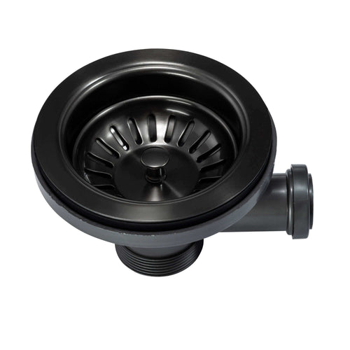 Buy Strainer basket waste with overflow pipe for single 1.0 one bowl kitchen sink - gunmetal grey online UK