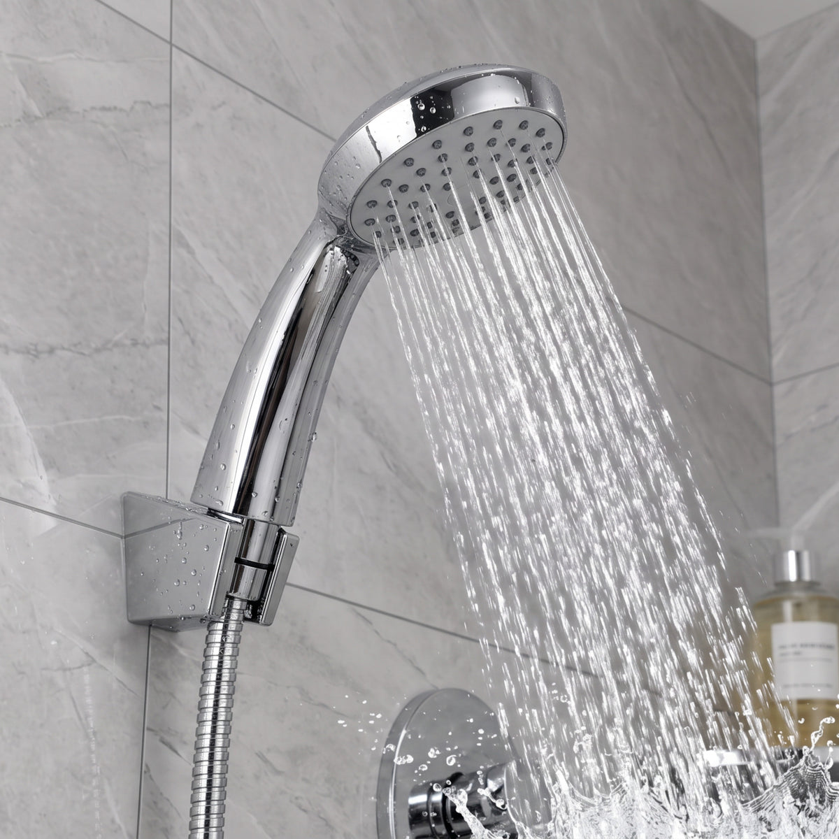 Apollo manual shower mixer with handset, hose and wall bracket