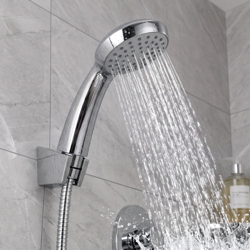 Apollo manual shower mixer with handset, hose and wall bracket