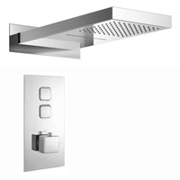 Spello Square Thermostatic Concealed Shower Set with Dual Overhead Shower - Chrome