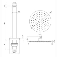 Naples Contemporary Round Concealed Thermostatic Shower Set Ceiling Fixed 8" Shower Head - Chrome (1 Outlet)