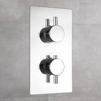 Buy Naples Contemporary Round Concealed Thermostatic Shower Set Incl. Twin Valve, Ceiling Fixed 8" Shower Head, Handshower Kit - Chrome (2 Outlet) online UK