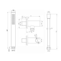 Buy Naples Contemporary Round Concealed Thermostatic Shower Set Incl. Twin Valve, Ceiling Fixed 8" Shower Head, Handshower Kit - Chrome (2 Outlet) online UK