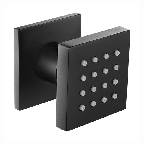 Spello Square Thermostatic Concealed Shower Set with Body Jets, Ceiling Overhead Shower, Handset Kit - Black