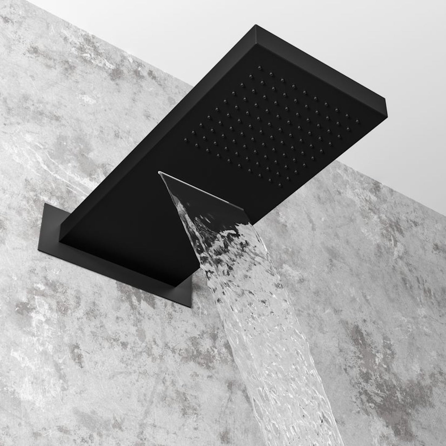 Spello Square Thermostatic Concealed Shower Set with Dual Overhead Shower - Black