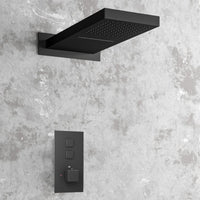 Spello Square Thermostatic Concealed Shower Set with Dual Overhead Shower - Black
