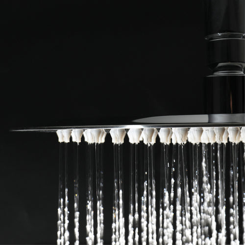 Buy Naples Contemporary Round Concealed Thermostatic Shower Set Incl. Triple Valve, Wall Fixed 8" Shower Head, Handshower Kit - Chrome (2 Outlet) online UK