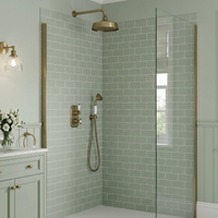 Regent Traditional Crosshead And White Lever Concealed Thermostatic Shower Set Incl. Twin Valve, Wall Fixed 8" Shower Head, Handshower Kit - Antique Brass (2 Outlet)