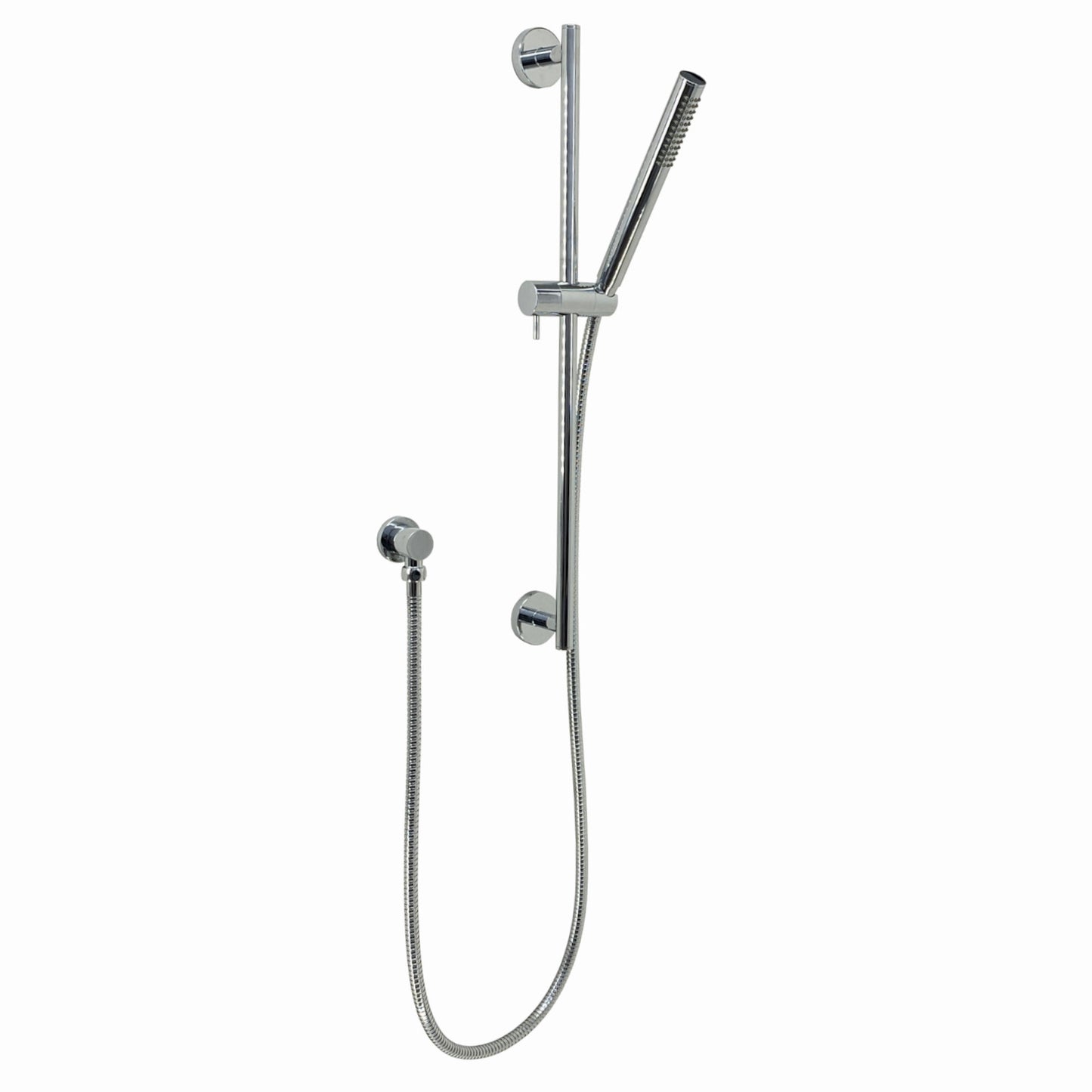 Naples Contemporary Round Concealed Thermostatic Shower Set Incl. Twin Valve, Wall Fixed 8" Shower Head, Slider Rail Kit - Chrome (2 Outlet)