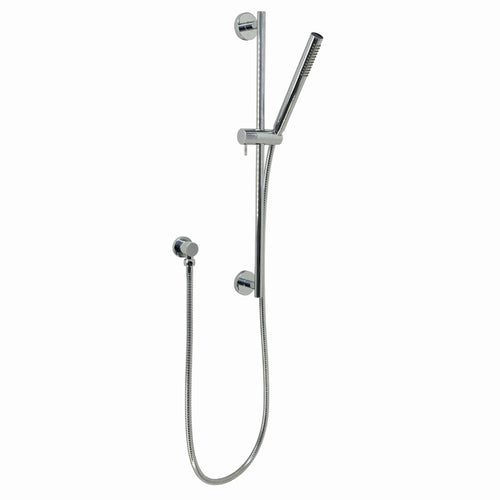 Buy Naples Contemporary Round Concealed Thermostatic Shower Set Incl. Twin Valve, Wall Fixed 8" Shower Head, Slider Rail Kit - Chrome (2 Outlet) online UK