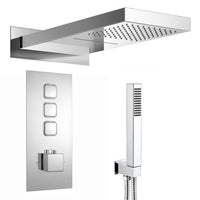 Spello Square Thermostatic Concealed Shower Set with Dual Overhead Shower, Handset Kit - Chrome