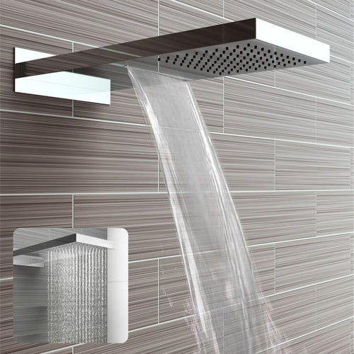 Spello Square Thermostatic Concealed Shower Set with Dual Overhead Shower, Handset Kit - Chrome