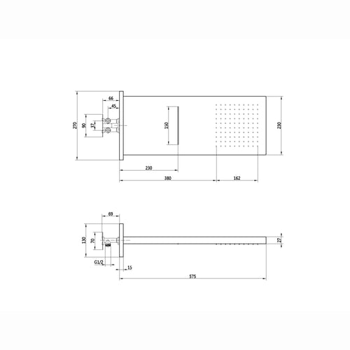 Spello Square Thermostatic Concealed Shower Set with Dual Overhead Shower, Handset Kit - Chrome