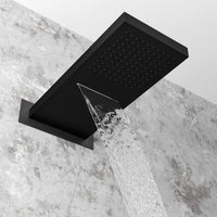 Spello Square Thermostatic Concealed Shower Set with Dual Overhead Shower, Handset Kit - Black