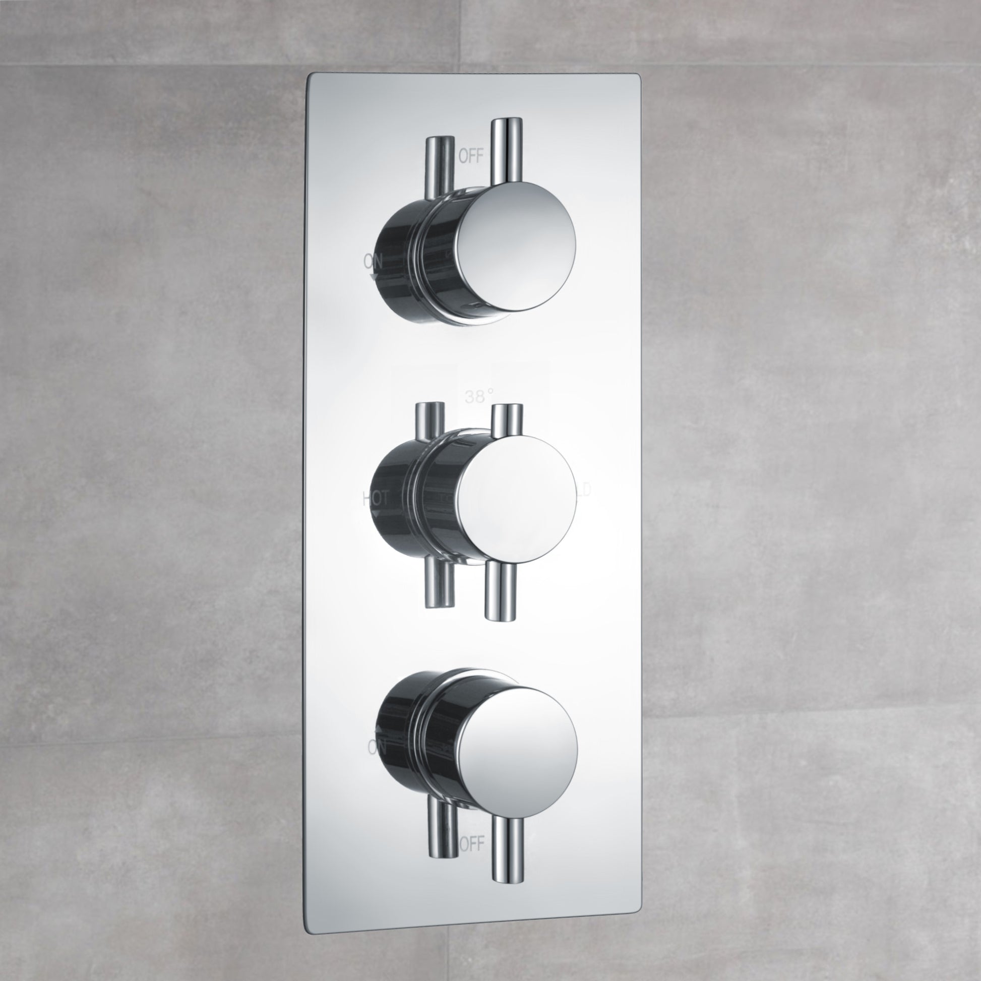 Buy Naples Contemporary Round Concealed Thermostatic Shower Set Incl. Triple Diverter Valve, Wall Fixed 8" Shower Head, Handshower Kit, 4 Body Jets - Chrome (3 Outlet) online UK