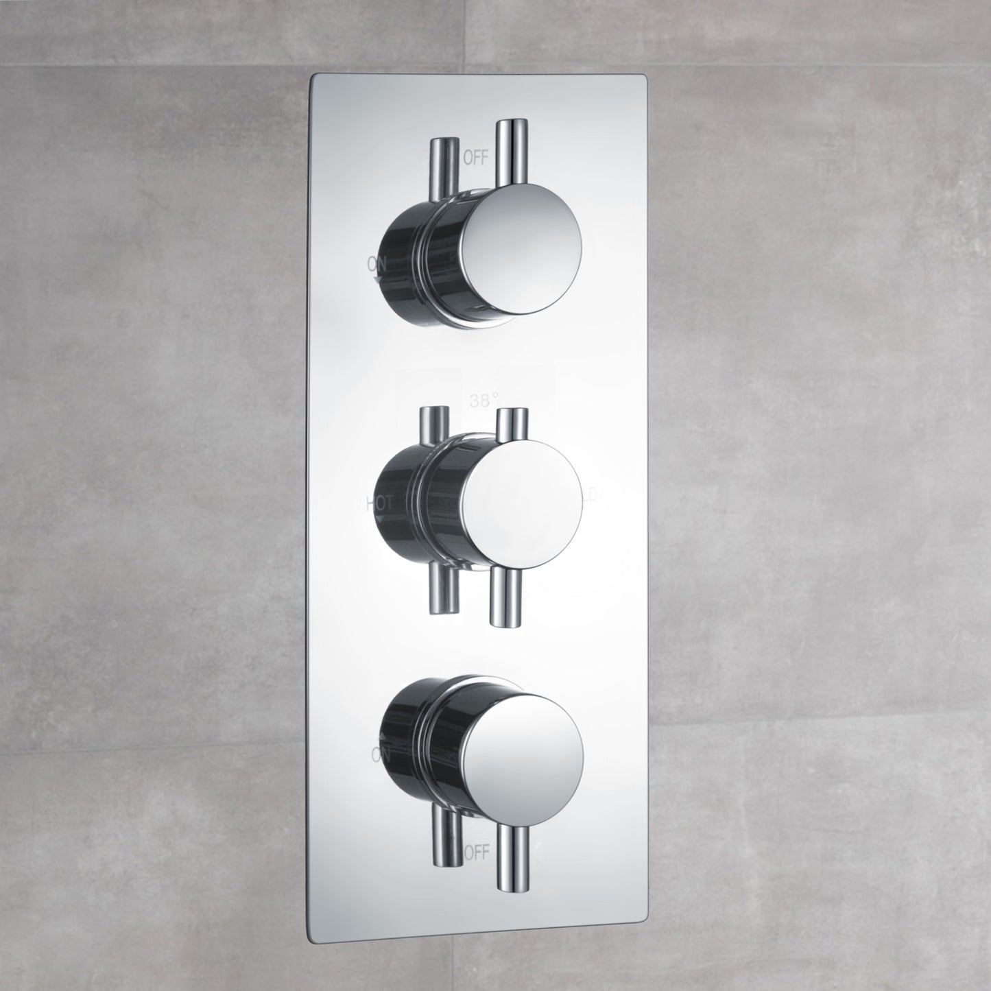 Naples Contemporary Round Concealed Thermostatic Shower Set Incl. Triple Diverter Valve, Wall Fixed 8" Shower Head, Handshower Kit, Bath Filler Waste with Overflow - Chrome (3 Outlet)