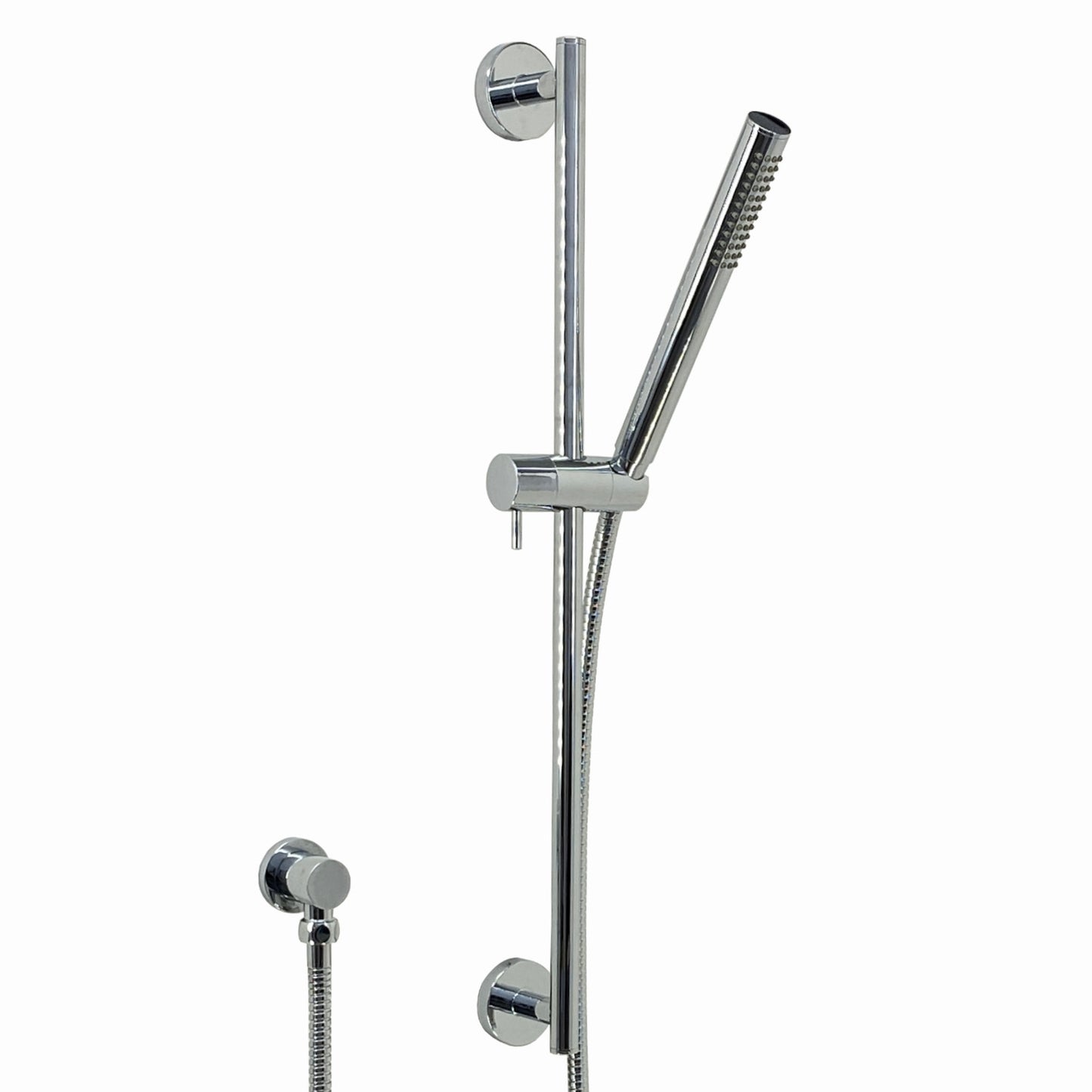 Venice Contemporary Round Concealed Thermostatic Shower Set Incl. Triple Diverter Valve, Wall Fixed 8" Shower Head, Slider Rail Kit, Bath Filler Waste with Overflow - Chrome (3 Outlet)