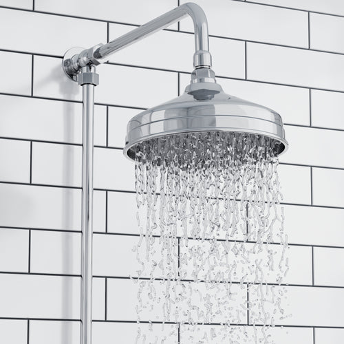 Buy Windsor traditional thermostatic shower set single outlet incl. angled riser rail, rain shower head 200mm - chrome online UK