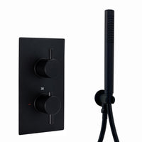 Buy Naples Contemporary Round Concealed Thermostatic Shower Set With Handshower Kit - Matt Black (1 Outlet) online UK