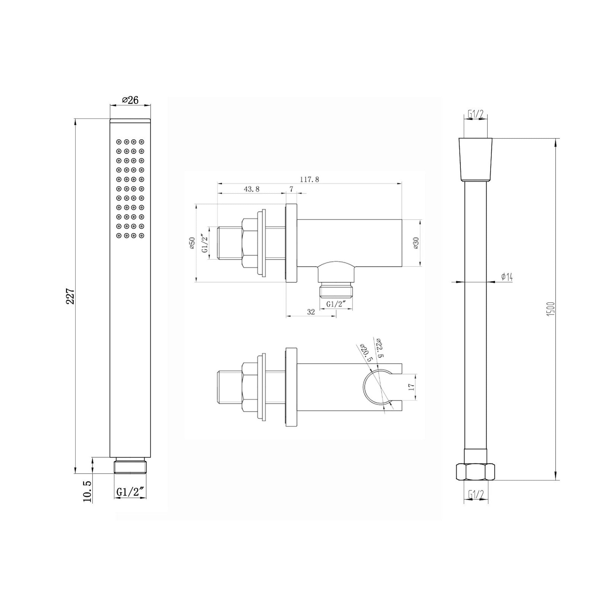 Buy Naples Contemporary Round Concealed Thermostatic Shower Set With Handshower Kit - Matt Black (1 Outlet) online UK